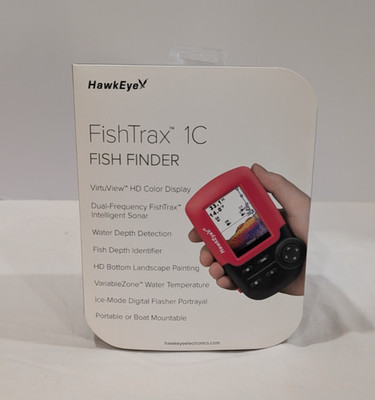 HawkEye FishTrax 1C Fish Finder HD Color Virtuview Display 240ft Depth NEW