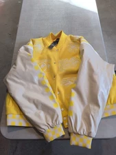 Brand New Boohoo Man Men's Varsity Jacket Yellow XL NWT Boxy Checkerboard 