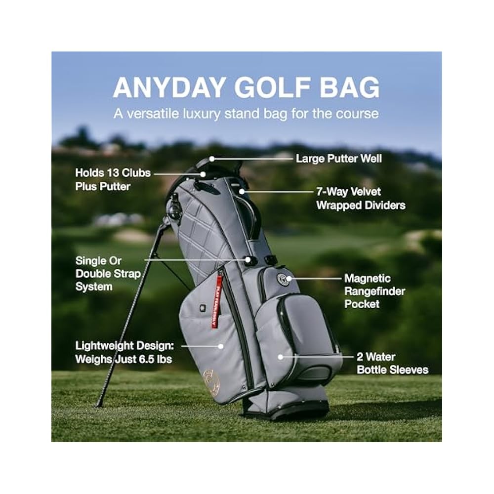 Ghost Golf 2025 Anyday 7-Way Stand Bag, Men's, Black/Carbon Fiber