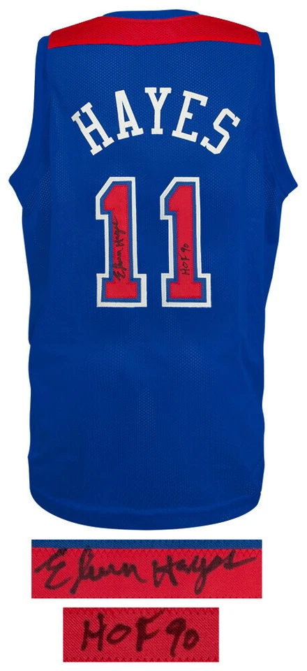 Баскетбольная футболка с автографом Элвина Хейза синяя T/B на заказ с сертификатом подлинности HOF'90 - (SCHWARTZ COA) - Изображение 2 из 3