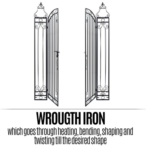 Ornamental Garden Gate Trellis Arch Wrought Iron Lockable 122x20.5x160 cm vidaXL - Picture 7 of 11