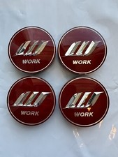 Work Wheels W Redchrome Big Base 58mm Center Caps Set Of 4 Genuine Ship Now
