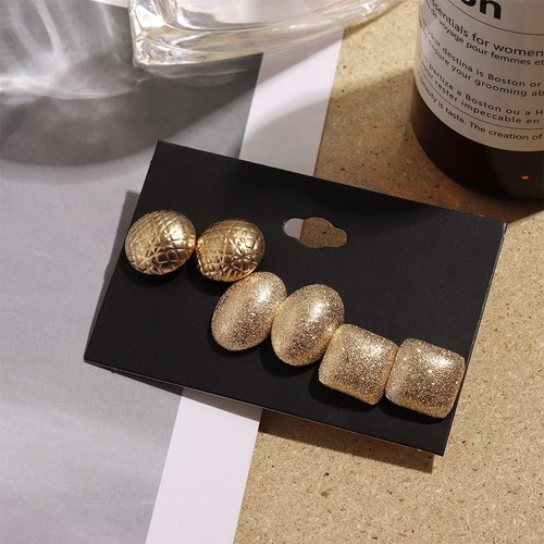 Charm Metal Jewelry Punk Round Oval Geometry Pattern Scrub Gold Earrings