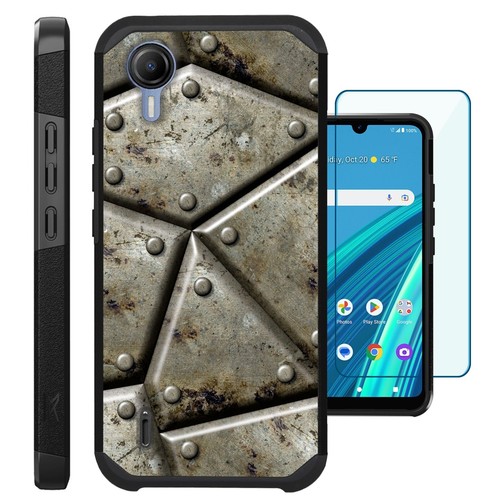 For Cricket Debut S2/AT&T Calypso 4 Phone Case+Screen Protector METAL SHELL
