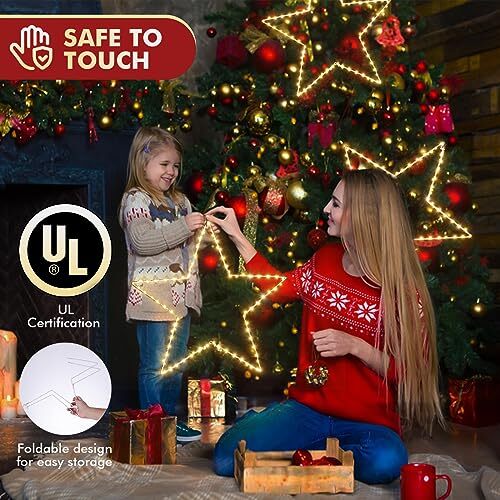 Christmas Window Star Silhouette Lights, 19inch 70LED Warm White 1 Big