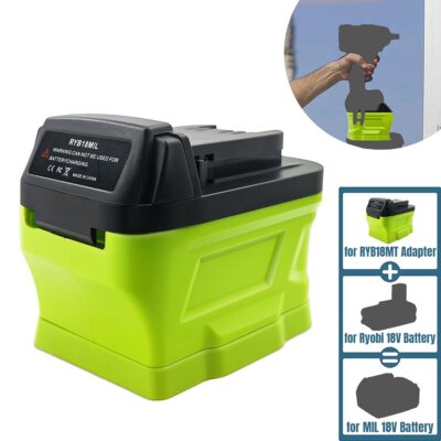 Akku Adapter für Ryobi 18V Batterie Konvertieren zu für Milwaukee 18V Werkzeug D