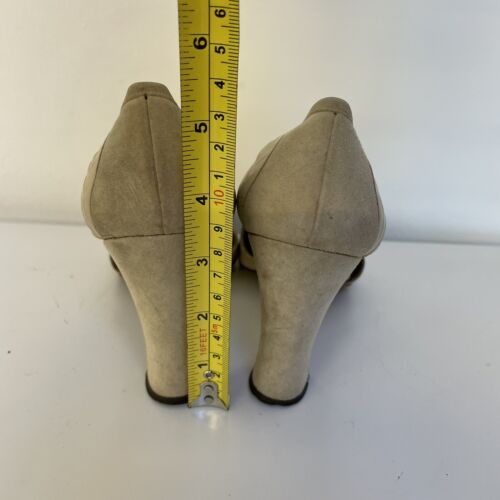 Vernon Humpage Vintage Court Heels Leather Beige Gold Block Heel Italy Size 5.5 - Picture 9 of 13
