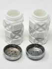 Vintage WESTMORELAND White Milk Glass OLD QUILT Pattern Salt Pepper Shakers