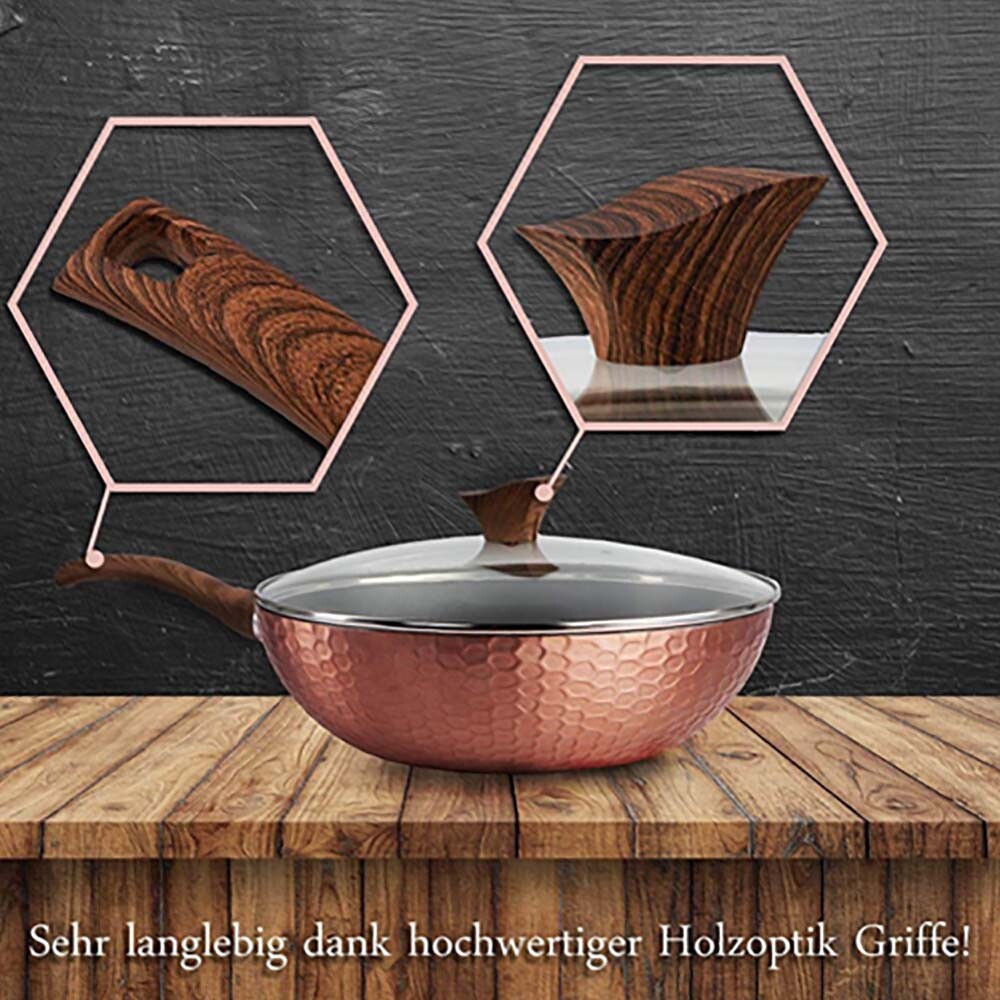 PEPLAYTAL Wok Pfanne 48cm | Antihaftbeschichtung Mit Hitzebeständigem Griff