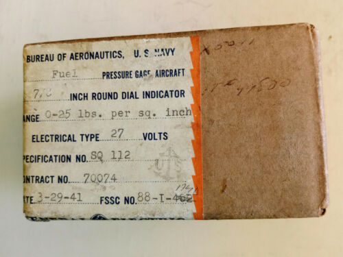 US MARINE - ZWEITER WELTKRIEG KRAFTSTOFFDRUCKMESSER (NOS) - 0 BIS 25 LBS - IN OVP - Bild 3 von 6