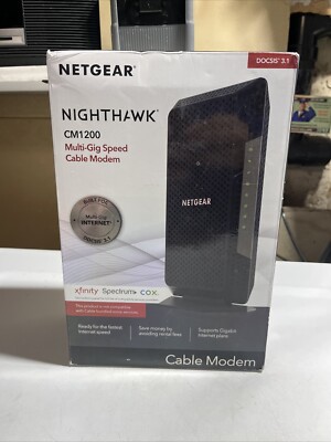 NETGEAR Nighthawk CM1200-100NAS DOCSIS 3.1 Cable Modem OPEN BOX NO INSTRUCTIONS