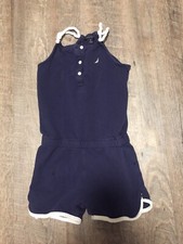 Nautica Navy Blue Nautical Boat Halter Racer Back Rope Romper size 8