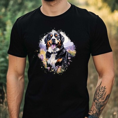 Mens Berner Senn Dog Print Cotton T-Shirt Size XS to 5XL