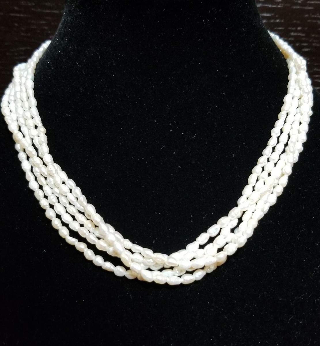 Vintage 5 Strands Genuine Freshwater Rice Pearls with 14k Yellow
