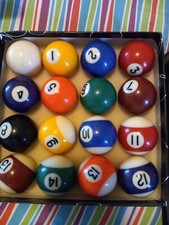 1 1/2" 37.5mm AMERICAN SPOTS  STRIPES NUMBERED POOL BALLS.