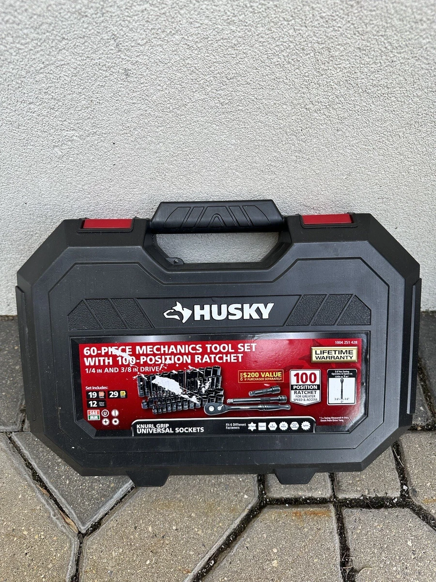 Husky 60 piece mechanics tool cheap set with 100 position ratchet