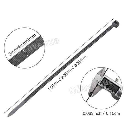 Cable Ties Zip Ties Nylon UV Stabilised 100/200/500/1000x Bulk Black Cable Tie - Picture 8 of 14