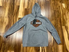 Harley-Davidson Men's Bar  Shield Logo Hoodie Gray Biker Rider Medium