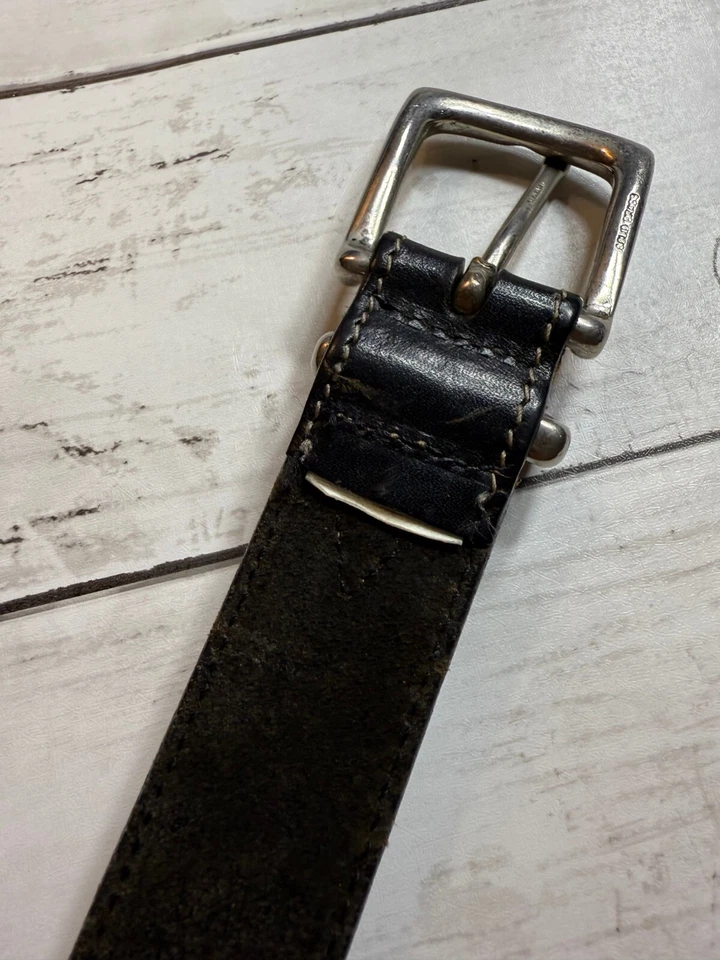 Unbranded Boys Black Comfy Leather Dress Belt Square Silver Buckle 20-21 Inches. - Image 3 of 4