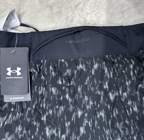 Pantalones Cortos Under Armour Para Hombre XL UA Launch Elite 5"" Estampado 1377002 Negro Gris NUEVO - Imagen 10 de 13