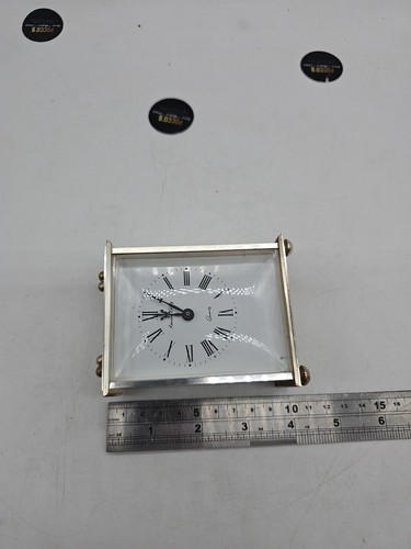 Vintage Armand Leroy Kutschenuhr silberfarben Japan ca. 4"  - Bild 9 von 10