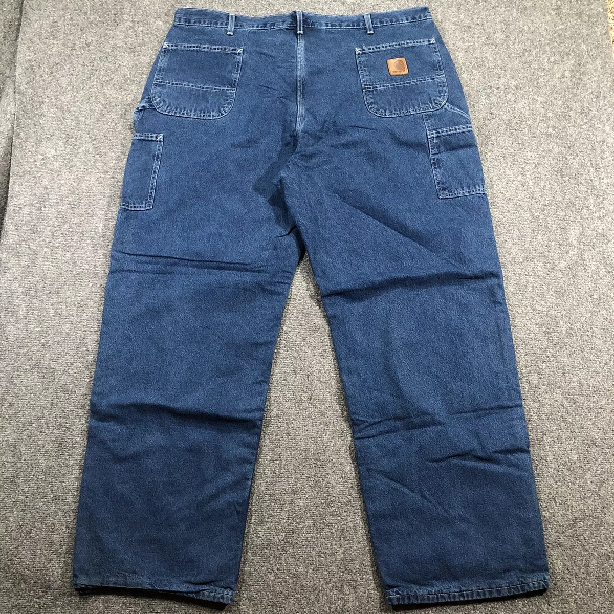 Vintage Carhartt Mens 44x32 Flannel Lined Denim Carpenter Pants Style  B14DST