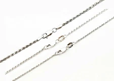 14k Solid White Gold 1mm-2mm Rope Chain Necklace Men Women Sz 16"-30"