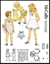 McCall 1554 Pattern SLIPS Panties Toddler Girls Underwear
