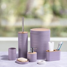 6PCS BATHROOM ACCESSORIES SET BIN SOAP DISPE DISPENSER TOOTHBRUSH TUMBLER TOILET