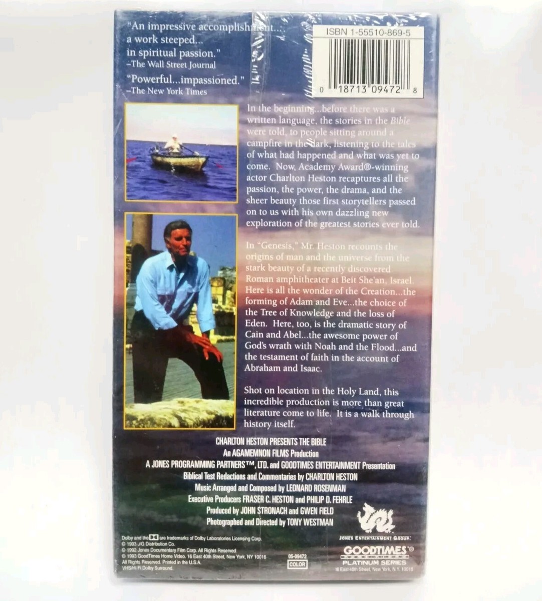 VHS Tape Charlton Heston Presents The Bible Genesis New Old