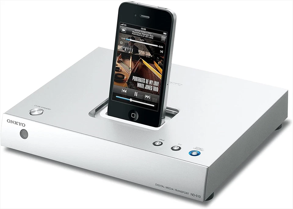 ONKYO ND-S10(S) Transporte de Medios Digitales iPod/iPhone Plateado de Japón USADO Foto 3 de 4