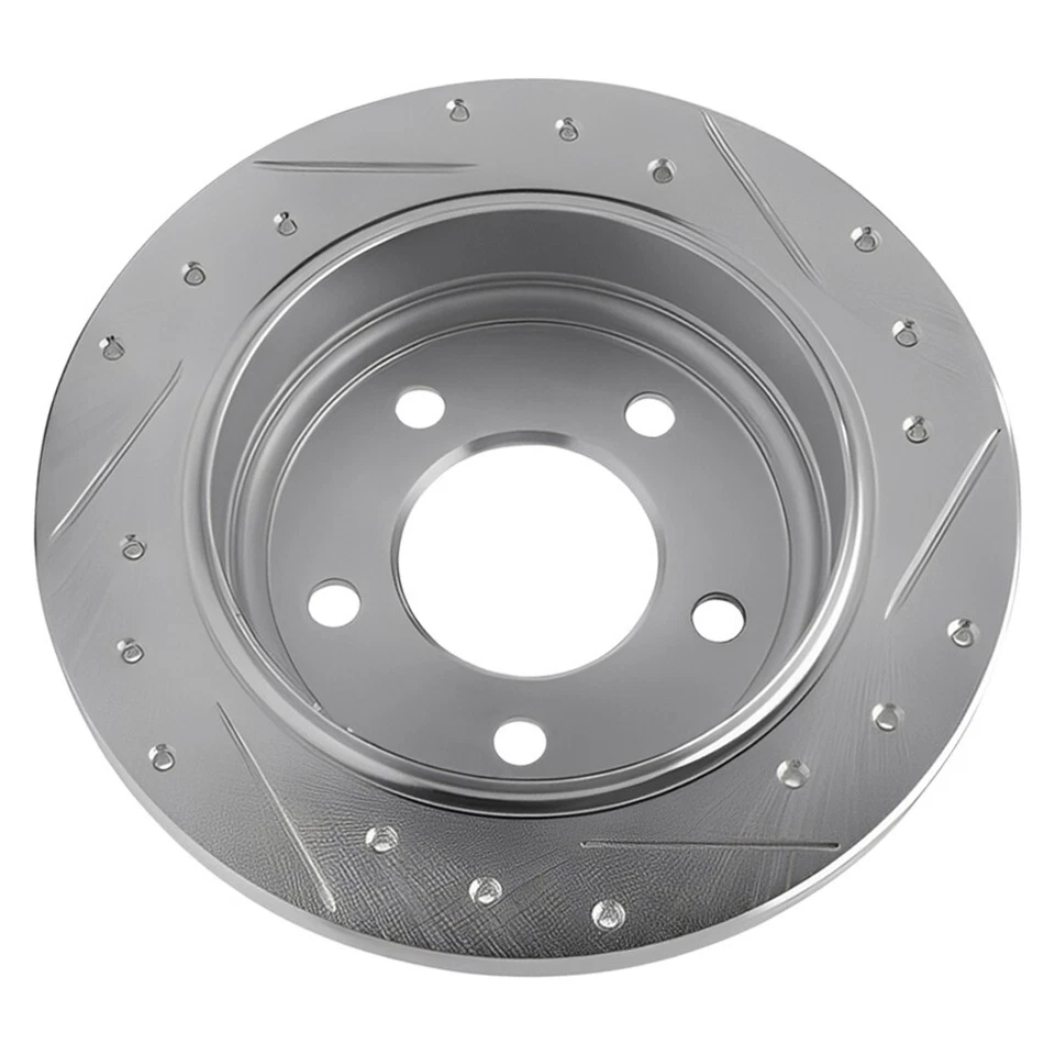 Rotores de freno traseros derecho e izquierdo perforados y ranurados con pastillas para Chrysler LHS Foto 4 de 4