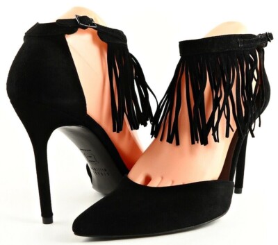 Stuart Weitzman Schwarz Fringelica Wildleder Pumps 8