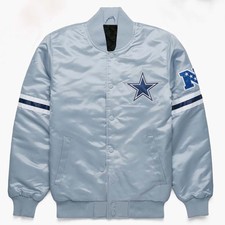 Nfl Dallas Cowboys Leader Satin Bomber Varsity Jacket For Men And Women