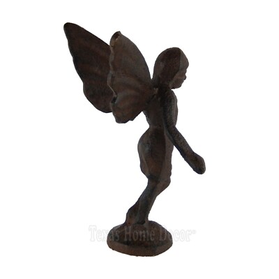 Spielerische Feengarten-Statue Aus Gusseisen – Engel Fee Pixie, 17,8 X 10,2 X 8,9 Cm