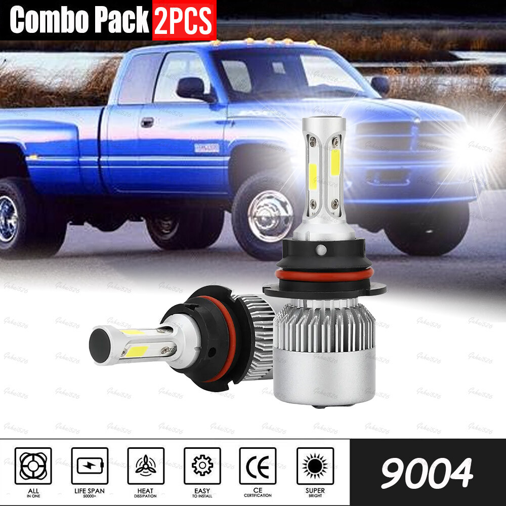 IRONWALLS 4-Side LED Headlight Bulbs – HB1/9004 Hi/Lo Beam – For Dodge Ram 1500 2500 3500 (1994-2001)