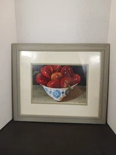 Vintage 1993 Framed Bowl Of Apples Apple Print Galley Under Glass 18½"×15¾" 