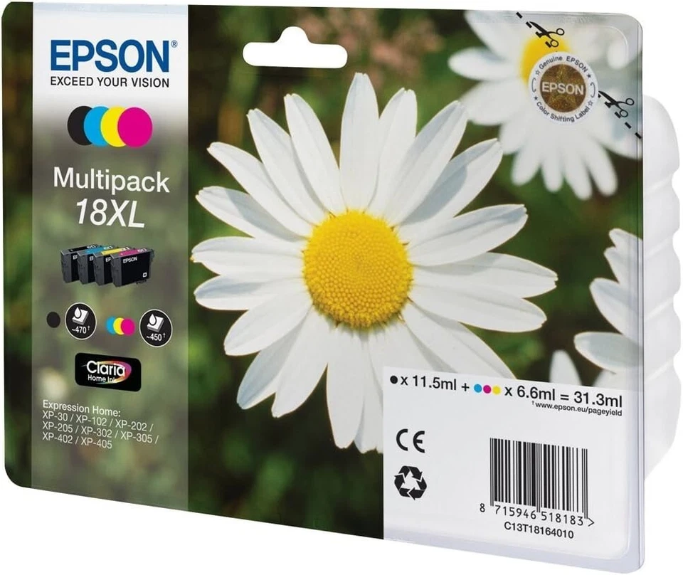 CARTUCCIA EPSON 18 XL MARGHERITA ORIGINALE - MULTIPACK COLORI Formato XL - Immagine 2 di 3