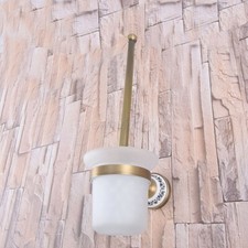 Antique Brass Wall Mount Cleaning Toilet Brush Holder Set Bathroom Accessories