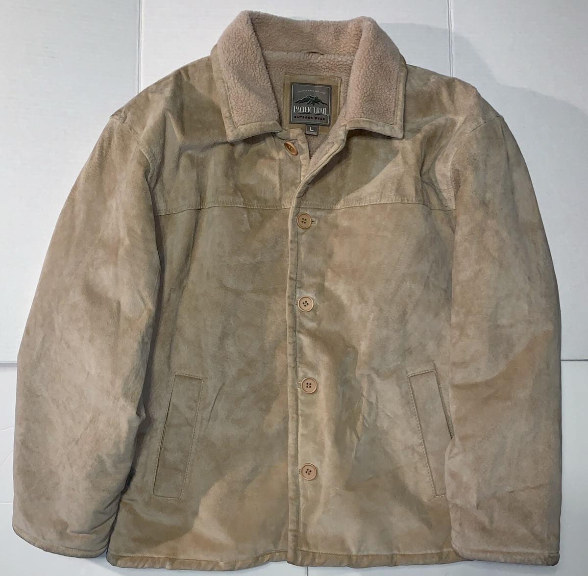 Vintage Pacific Trail Suede Jacket Leather Shearling Coat Men's