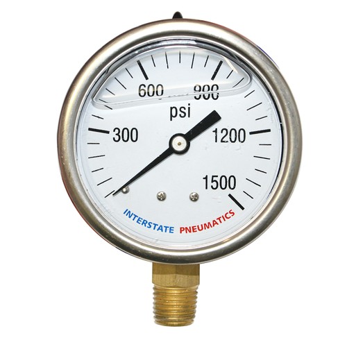 Oil Filled Pressure Gauge 1500 PSI 21/2" Dial 1/4" NPT Bottom Mount