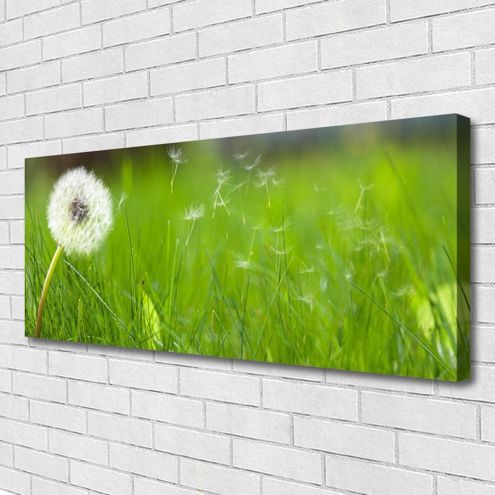 Toile pissenlit herbe 125x50 cm style nature boho pour chambre et salon