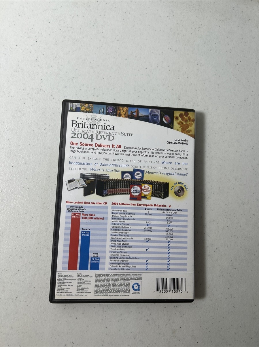 Encyclopedia Britannia Ultimate Reference Suite 2004 DVD | eBay