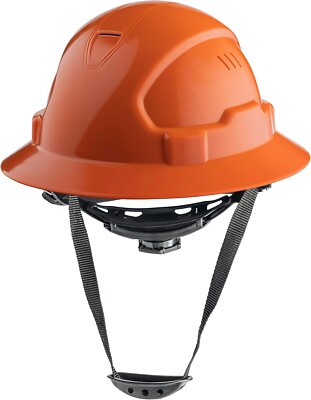 6 Points Orange  Full Brim Hard Hat with with Fas-trac Suspension