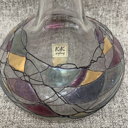 K&K Styling Mosaic Glass Decanter Elegant Handcrafted Glassware - Picture 3 of 7
