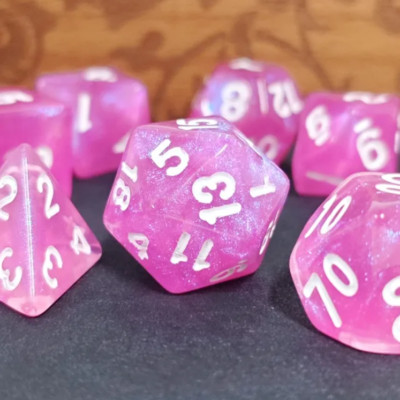   Electric Pink Dice Set Poly RPG DnD Dungeons Dragons AD&D Pathfinder d20 B