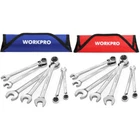 WORKPRO 3-in-1 Reversible Ratchet Wrench Set 7-Pieces Metric/SAE W/Rolling Pouch