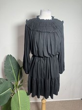 Ann Taylor Black Dress Size S Petite 3/4 SLV Detailed Col