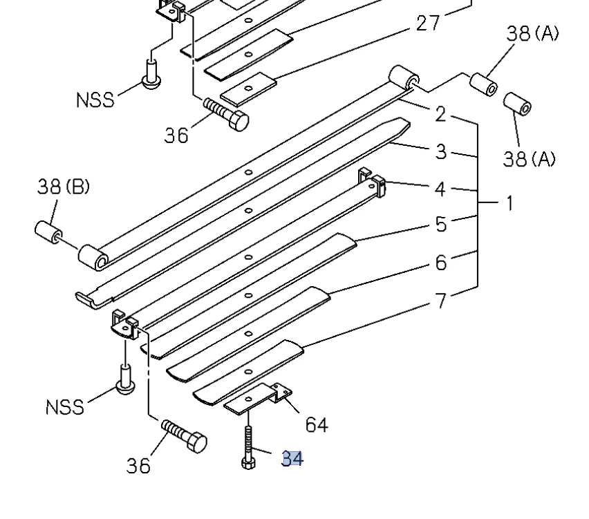 Muelle de hoja central de perno trasero para ISUZU NPR NQR NPR-HD 94-23 8941653160 Foto 2 de 3