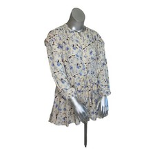 Free People NWT S Light Combo Flower Fields Long Sleeve Mini Dress $128 22-T133